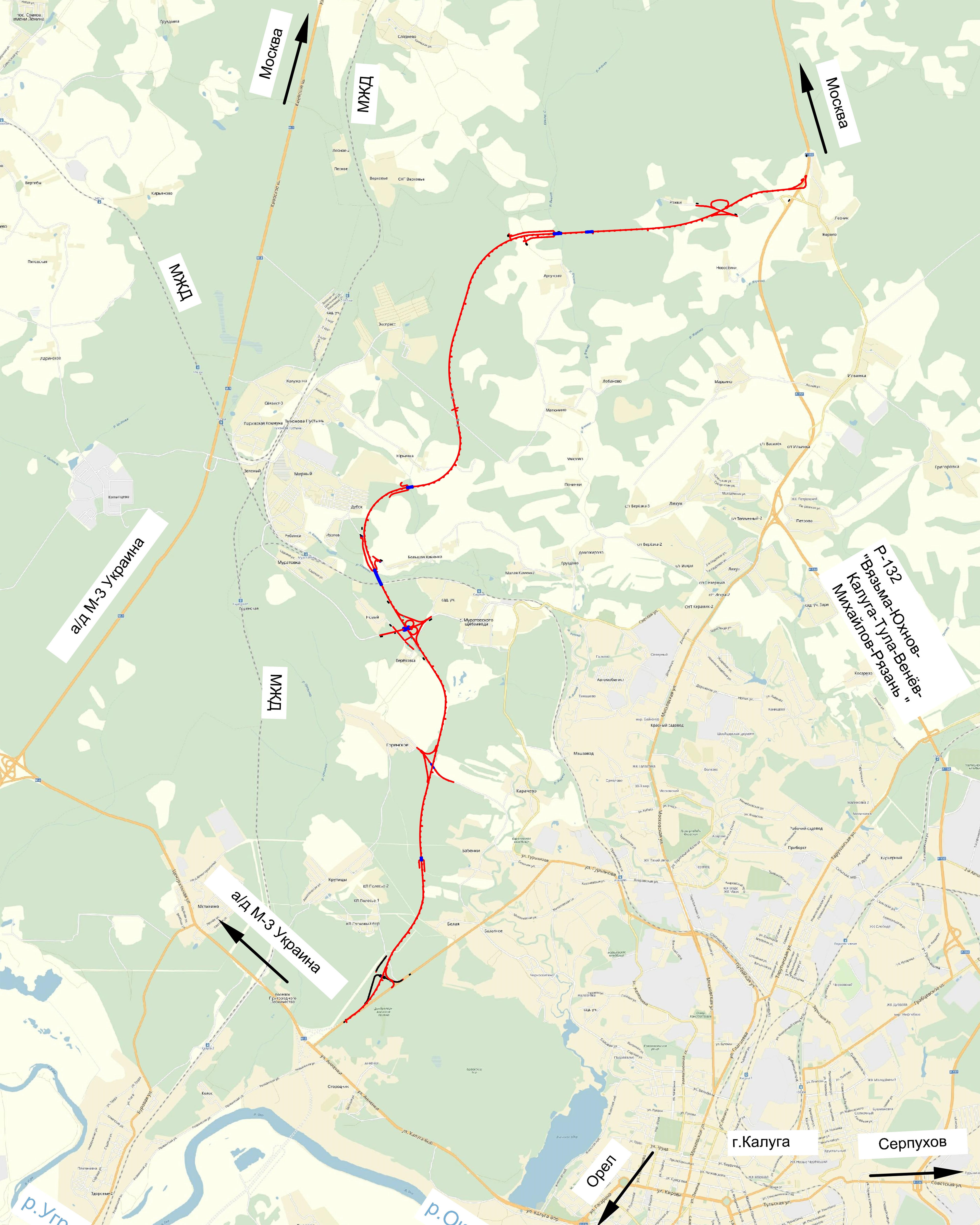 Северный обход калуги на карте схема с развязками